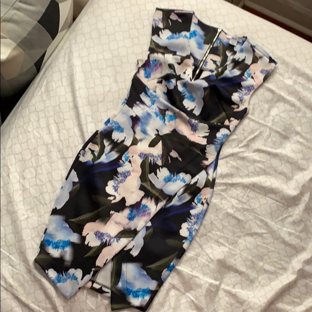 Bar III XXS Fitted Blue Black Pink Floral Dress